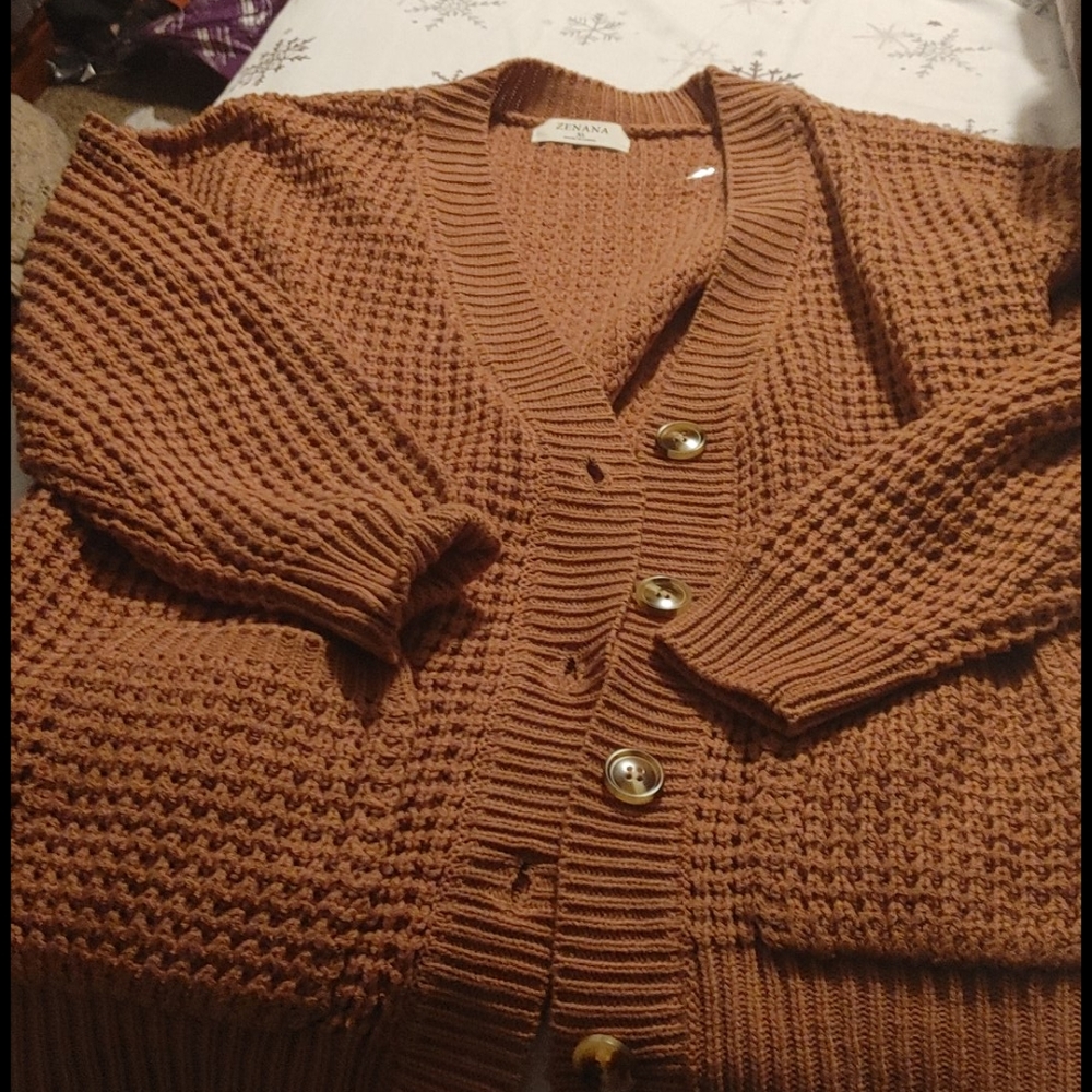 Waffle weave cardigan